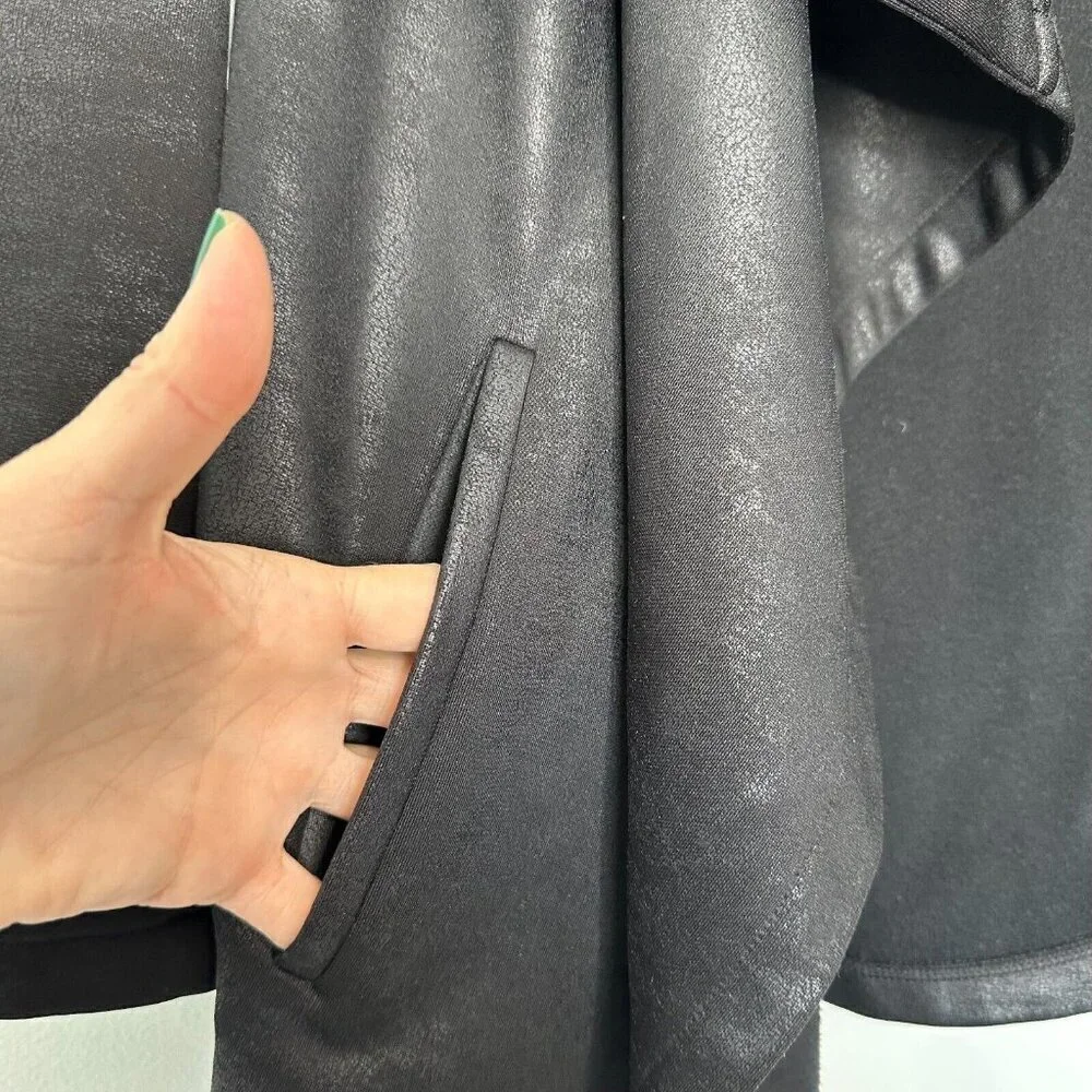 The Kooples Black Drape Jacket Size XS Open Front Faux Suede‎